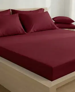 Plachty Kvalitex Saténové prestieradlo s gumou vínová, 100 x 200 cm
