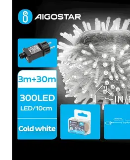 LED osvetlenie  B.V.  - vonkajší LED reťaz 300xLED/8 funkcií 33 m IP44 studená biela B103031OS