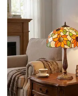 Lampy BRILAGI - Tiffany vitrážová stolná lampa SUNFLOWER 2xE27/60W/230V BRT-8004C