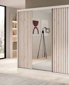 Šatníkové skrine ArtAdrk Šatníková skriňa IDA | biela / biela 200 cm
