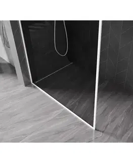 Sprchové dvere MEXEN/S - Kioto-F Sprchová zástena WALK-IN s rámom 80 x 202, grafit 8 mm, biela 800-080-104-20-40