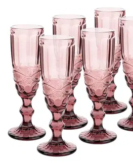 Poháre KONDELA Fregata Typ 4 pohár na šampanské (6 ks) 150 ml ružová