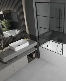 Sprchové dvere MEXEN/S - Cubik obdĺžniková vaňa 170 x 70 cm s panelom + vaňová zástena 100, čierna vzor 550317070X9510007077
