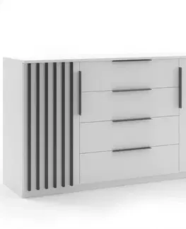 Komody Komoda Atena 160x89x48 Biely/Lamela čierna