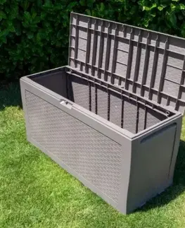Úložné boxy Keter Záhradný úložný box Samoa Rattan sivá, 270 l, 117 x 57 x 45 cm