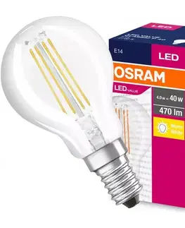 Dekoračné žiarovky Žiarovka OSRAM LED Value ND FIL CL P40 E14 4W 40W 470LM 827