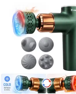 Masážne prístroje Masážna pištoľ s hrejivým/chladivým nadstavcom inSPORTline ChillFrost • 1800 mAh • 1600-2800 rpm • až 6 mm zelená