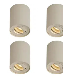 Bodove svetla Sada 4 moderných prisadených bodových svetiel béžovej farby GU10 50 mm otočné a naklápacie - Rondoo Up