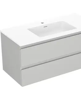 Kúpeľňový nábytok MEXEN/S - Orio kúpeľňová skrinka 100 cm s umývadlom Otis, 2 zásuvky, sivá mat/biela mat 91A10-10047-2-BFF62-W18M01