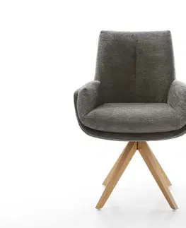 Jedálenské stoličky DELIFE Jedálenská stolička Clea-Flex bouclé mäkký tmavobéžová drevená podstava hranatá prírodná 180° otočná