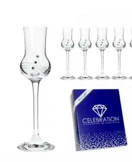 Poháre Kinekus Pohár štamprlík na stopke Grappa CRYSTALS 70ml, sada 6 ks KLC
