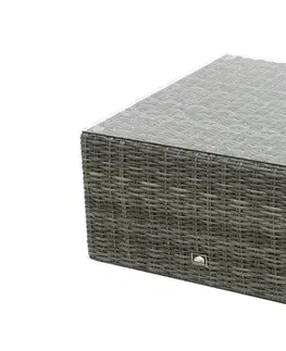 Stolčeky DEOKORK Ratanové stolík/taburet 73 x 73 cm BORNEO LUXURY (sivá)