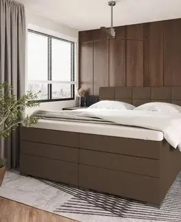 Postele KONDELA April boxspringová manželská pocketová posteľ hnedá