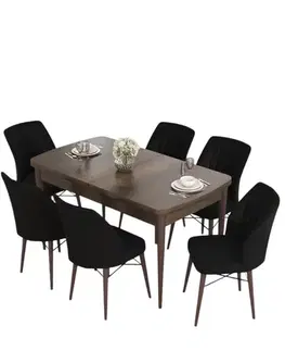 Jedálenské sety Extendable Dining Table & Chairs Set (7 Pieces) Eva - Baroque, Black