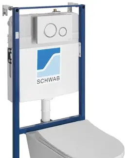 Záchody SAPHO - AVVA závesné WC Rimless s podomietkovou nádržkou a tlačidlom Schwab, biela 100314-SET5
