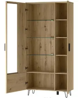 Vitríny Vitrína z masívu BIMBO 12 s LED, dub divoký / artisan olej