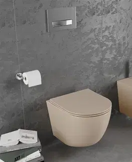 Záchody MEXEN - Lena Závesná WC misa Rimless vrátane sedátka s slow, Duroplast, cappuccino mat 30224064