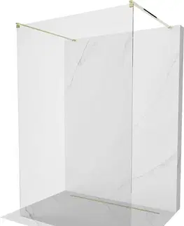 Sprchové dvere MEXEN/S - Kioto Sprchová zástena WALK-IN voľne stojaca 105 x 200, transparent 8 mm, zlatá 800-105-002-50-00