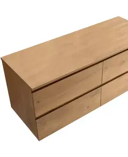 Kúpeľňový nábytok CERANO - Kúpeľňová skrinka Carole + doska pod umývadlo Navira Slim - 18 mm - dub medový - 140x49, 8x46 CER-8050BD82823