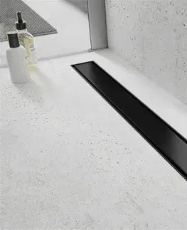 Sprchovacie kúty MEXEN - Flat M13 odtokový žľab 2v1 130, čierny 1710130