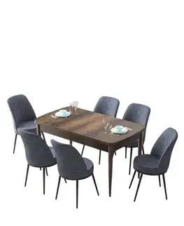 Jedálenské sety Extendable Dining Table & Chairs Set (7 Pieces) Zen - Baroque, Fume