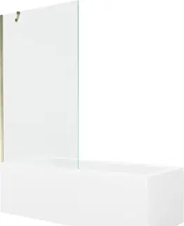 Sprchové dvere MEXEN/S - Cubik obdĺžniková vaňa 170 x 70 cm s panelom + vaňová zástena 100, transparent, zlatá 550317070X9510000050