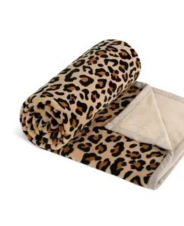 Prikrývky Bellatex Deka Korall micro jednolôžko Leopard, 150 x 200 cm