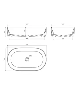 Umývadlá OMNIRES - MESA umývadlo na dosku, 53 x 32 cm biela mat /BM/ MESA530BM