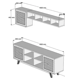 Obývacie steny TV skrinka / Obývacia stena Ayla - Walnut, White