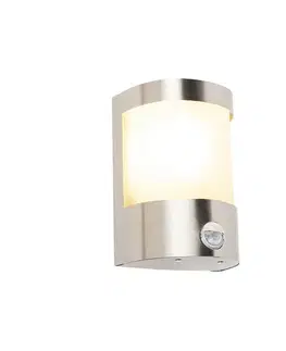 Vonkajsie svetlo so senzorom Moderná vonkajšia nástenná lampa z nerezovej ocele s pohybovým senzorom IP44 - Mira
