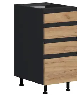 Kuchynské skrinky stojace Kuchynská skrinka Brick D40 4SZ čierna/craft