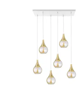 Svietidlá Keter Lighting Luster na lanku LACRIMA HONEY 6xE27/60W/230V biela/zlatá/dymová béžová 2792