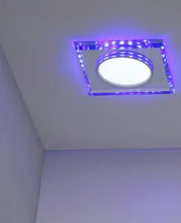 Stropná svetla Stropné svietidlo chróm/modré štvorcové LED SSP-22