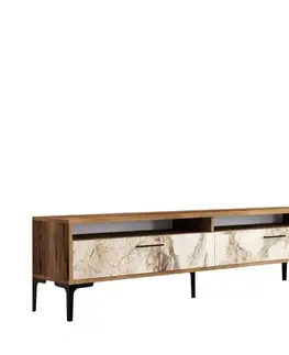 TV stolíky TV stolík Istanbul 2 - Walnut White Marble