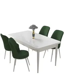 Jedálenské sety Dining Table & Chairs Set (5 Pieces) Nil - White, Khaki