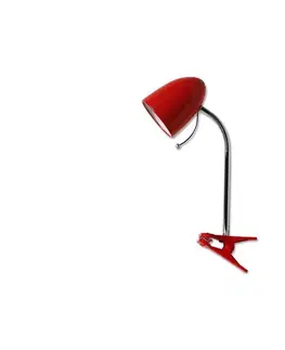Lampy  B.V.  - Stolná lampa s klipom 1xE27/11W/230V červená/chróm 130200COS