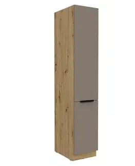 Kuchynské dolné skrinky KONDELA Frisbo 40 DK-210 2F potravinová skriňa sandgrau / dub artisan
