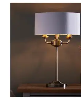 Lampy Endon 98932 - Stolná lampa HIGHCLERE 3xE14/18W/230V biela/mosadz pr. 32 cm 98932