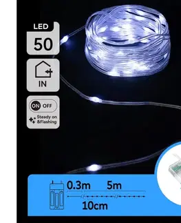 Vianočné dekorácie  B.V.  - LED  reťaz 50xLED/3xAA 5,3m studená biela B10303KQ3