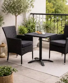 Záhradné stoly RISTORANTE II záhradná zostava 1+2, čierny antracit