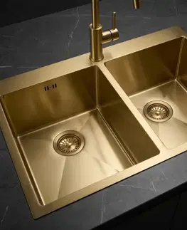 Kuchynské drezy REA REA - Oceľový drez Joel BRUSH GOLD bez kuchynskej batérie ZLE-06411