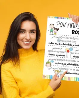 Tabuľky s venovaním (darčeky) Dekorácie pre školy - Povinnosti rodiča - tabuľka na stenu