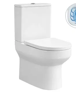 Záchody CERANO - WC kombi Vereto, Rimless + PP sedátko - biela lesklá - 81x36 CER-667757