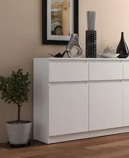 Komody a skrinky Moderná komoda 3D3S, biela