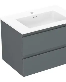 Kúpeľňový nábytok MEXEN/S - Orio kúpeľňová skrinka 70 cm s umývadlom Otis, 2 zásuvky, grafit mat/biela mat 91A10-07047-2-BFF66-W18M01