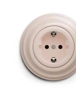 Predlžovacie káble Reblig - Retro domová zásuvka s rámčekom SCHUKO 230V/16A staroružová RG0119+RG0143