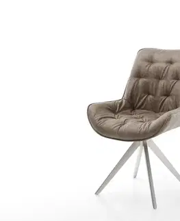 Jedálenské stoličky DELIFE Jedálenská stolička Taimi-Flex mikrovlákno taupe vintage krížová podstava hranatá nerezová oceľ