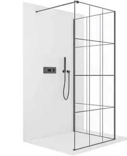 Sprchovacie kúty CERANO - Sprchová zástěna Walk-in Onyx Corner Cube L/P - 8 mm - hranatá vzpěra - černá matná, industriální sklo - 150x110x200  CER-8050BD711696