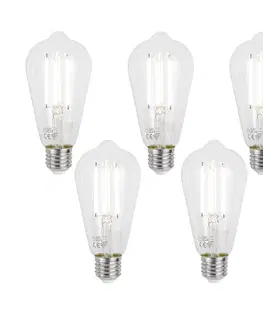 LED osvetlenie Sada 5 ks Inteligentné stmievateľné LED žiarovky E27 ST64 číre 7W 806lm 2700-6500K