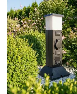 Záhradné lampy Brilagi - Vonkajšie svietidlo so 2 zásuvkami SCHUKO 1xE14/15W/230V IP44 čierne PG05G-OEM